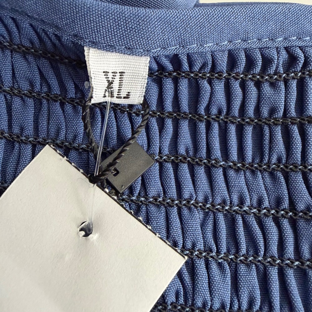 Kohl's Maxi Dress Women XL Blue Smocked Bodice Short Sleeve Pockets - Picture 11 of 13